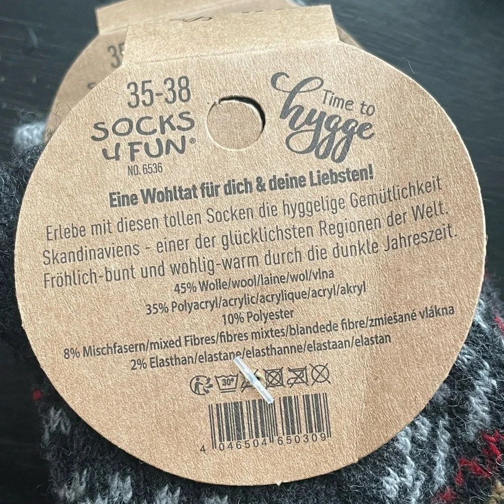 NWT Hygge Wool Socks — TWO pairs, in light & charcoal gray Nordic print - Picture 4 of 4